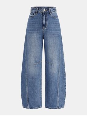 Commense Wide-Leg High-Rise Denim Jeans in Blue